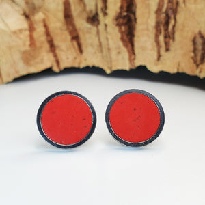 Fabrikk Cork Stud Earrings | Giant | Red | Vegan Leather
