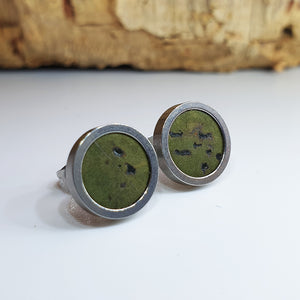 Fabrikk Cork Stud Earrings | Medium | Army Green | Vegan Leather