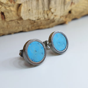 Fabrikk Cork Stud Earrings | Medium | Bahama Blue | Vegan Leather