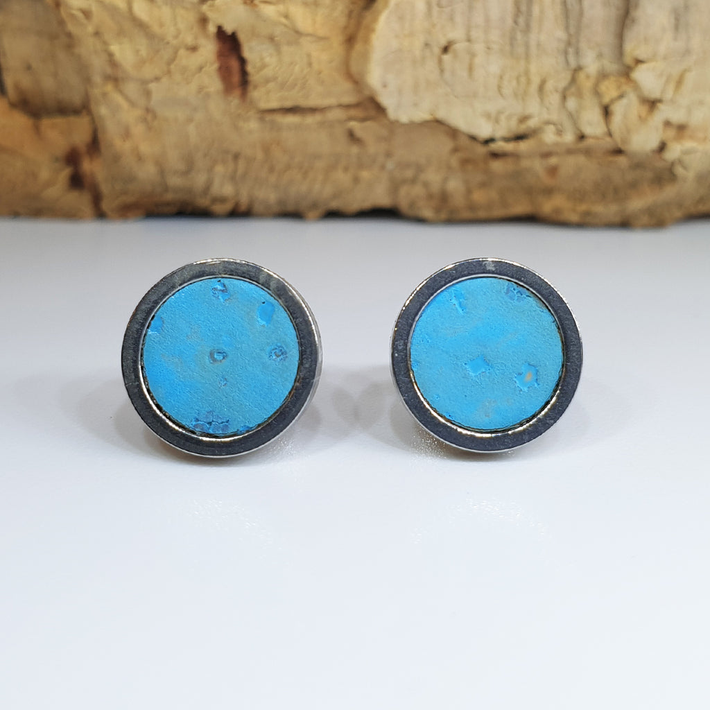 Fabrikk Cork Stud Earrings | Medium | Bahama Blue | Vegan Leather