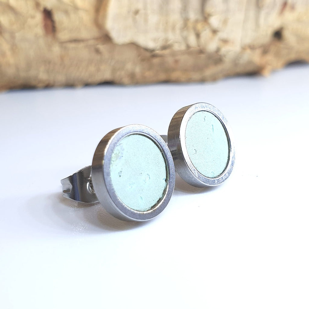 Fabrikk Cork Stud Earrings | Medium | Mint Green | Vegan Leather