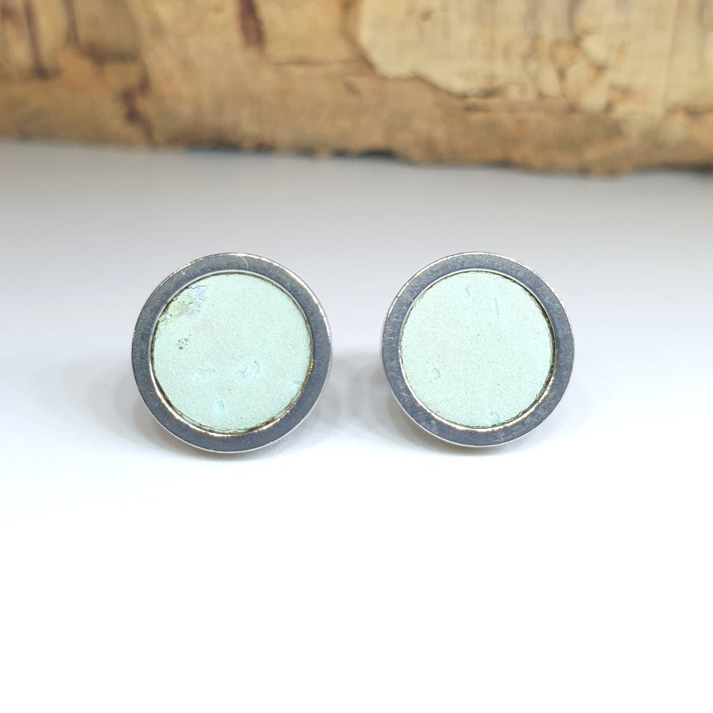 Fabrikk Cork Stud Earrings | Medium | Mint Green | Vegan Leather