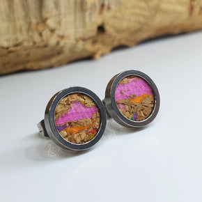 Fabrikk Cork Stud Earrings | Medium | Muliticoloured Fleck | Vegan Leather