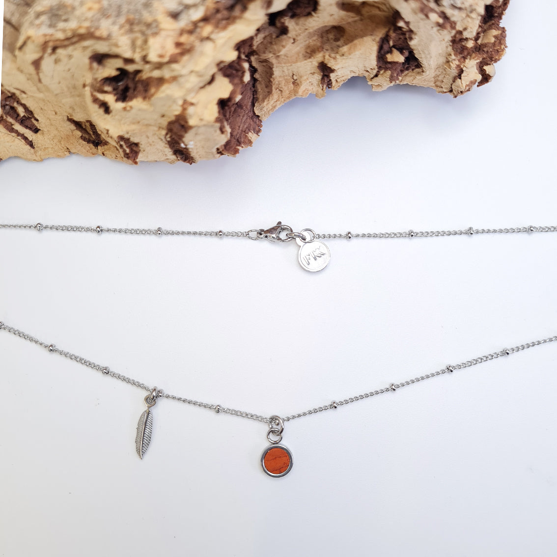Fabrikk Tiny Feather Pendant Necklace | Eco Cork