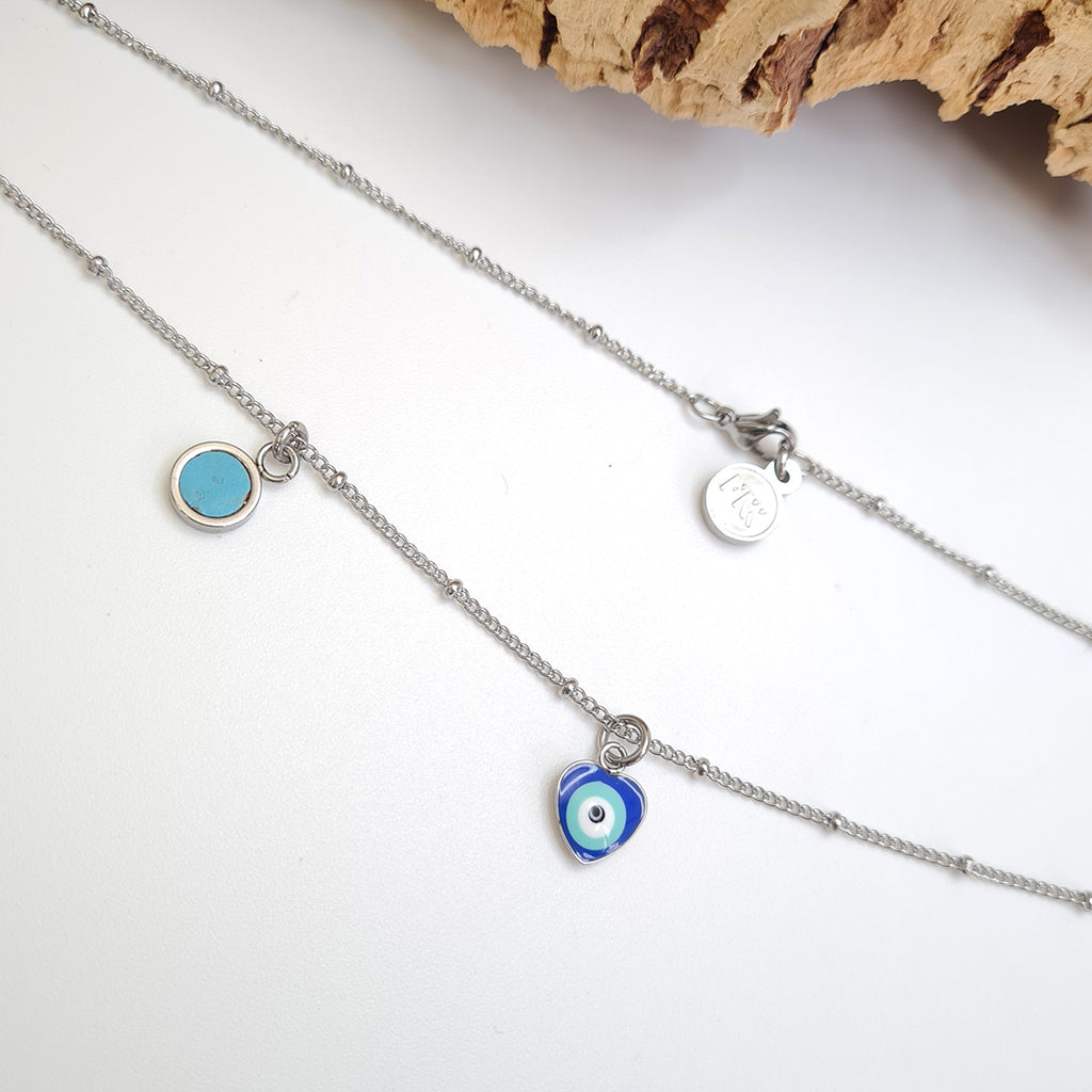 Fabrikk Blue Heart Eye Pendant Necklace | Eco Cork