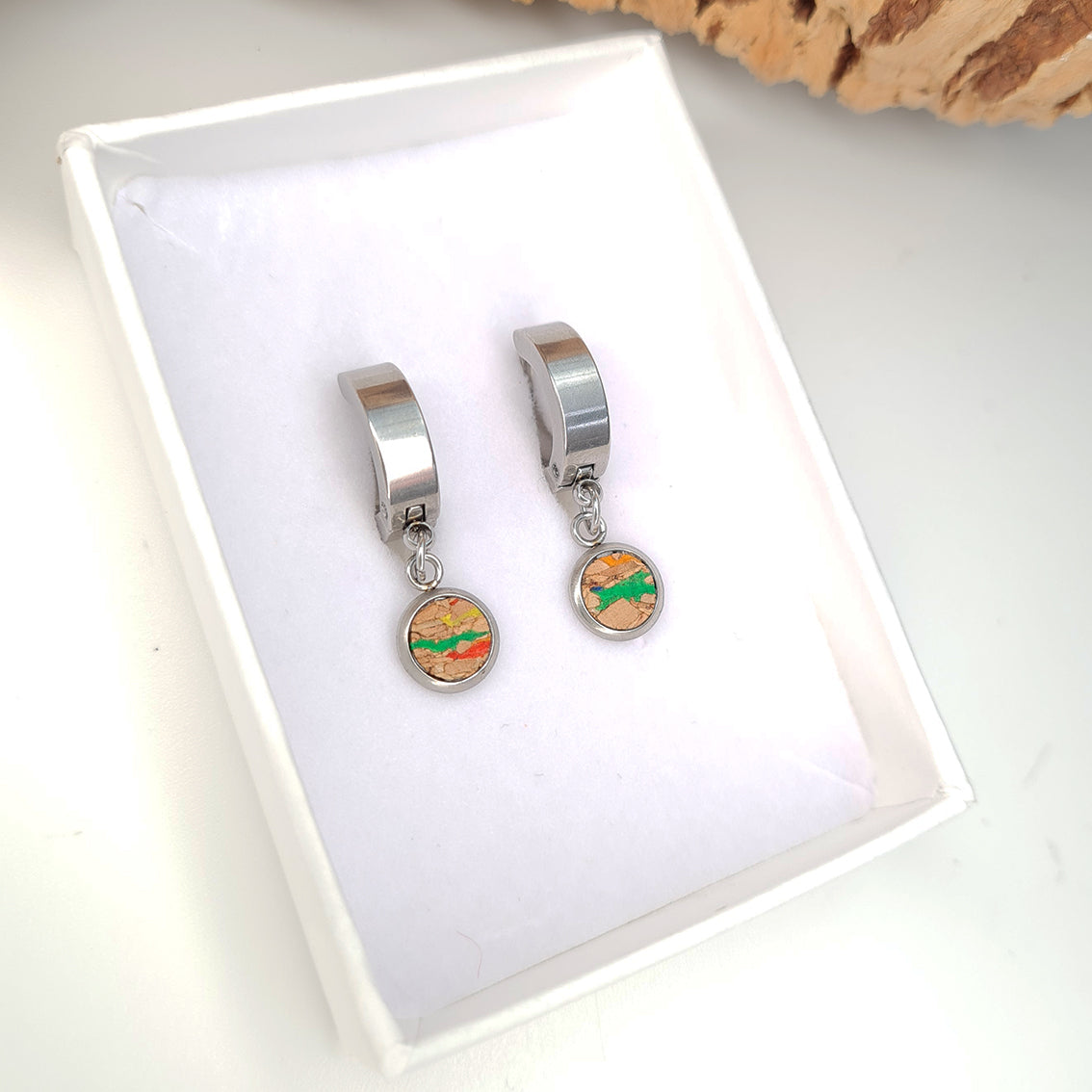Fabrikk Atom Drop Earrings | Multicoloured Fleck | Vegan Leather