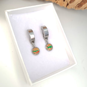 Fabrikk Atom Drop Earrings | Multicoloured Fleck | Vegan Leather