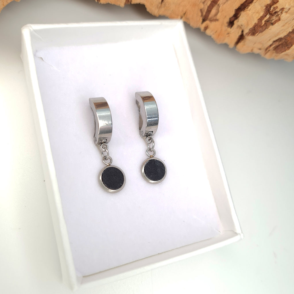 Fabrikk Atom Drop Earrings | Coal Black | Vegan Leather