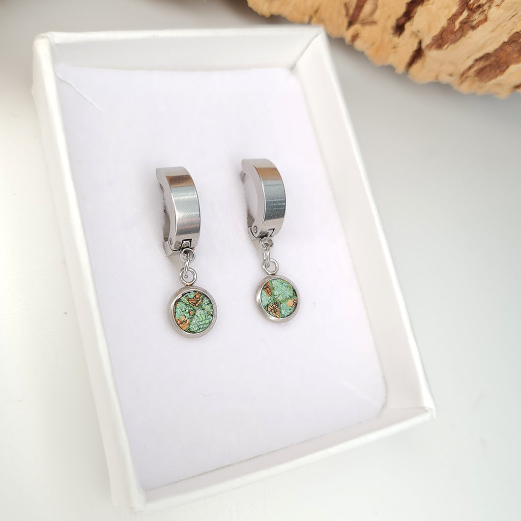 Fabrikk Atom Drop Earrings | Green Mock Croc | Vegan Leather