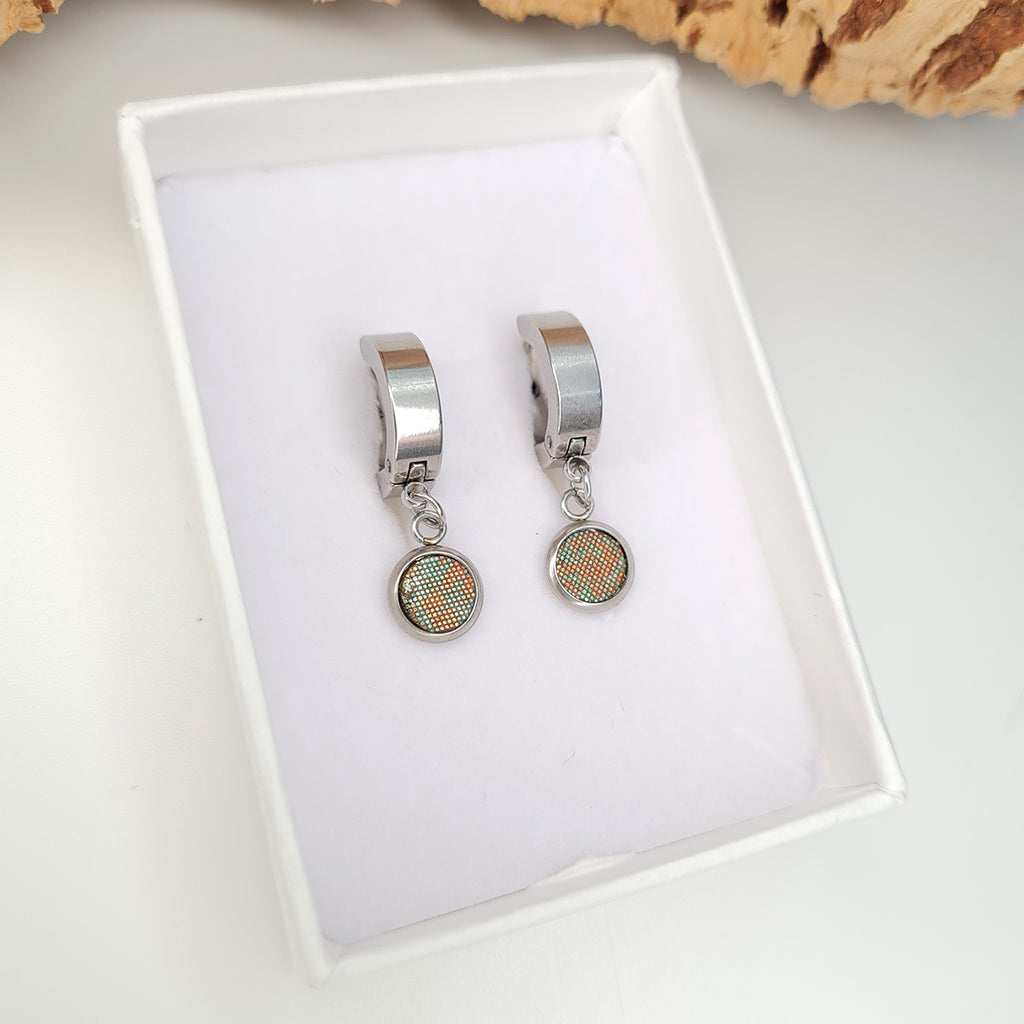 Fabrikk Atom Drop Earrings | Green Oil Slick | Vegan Leather