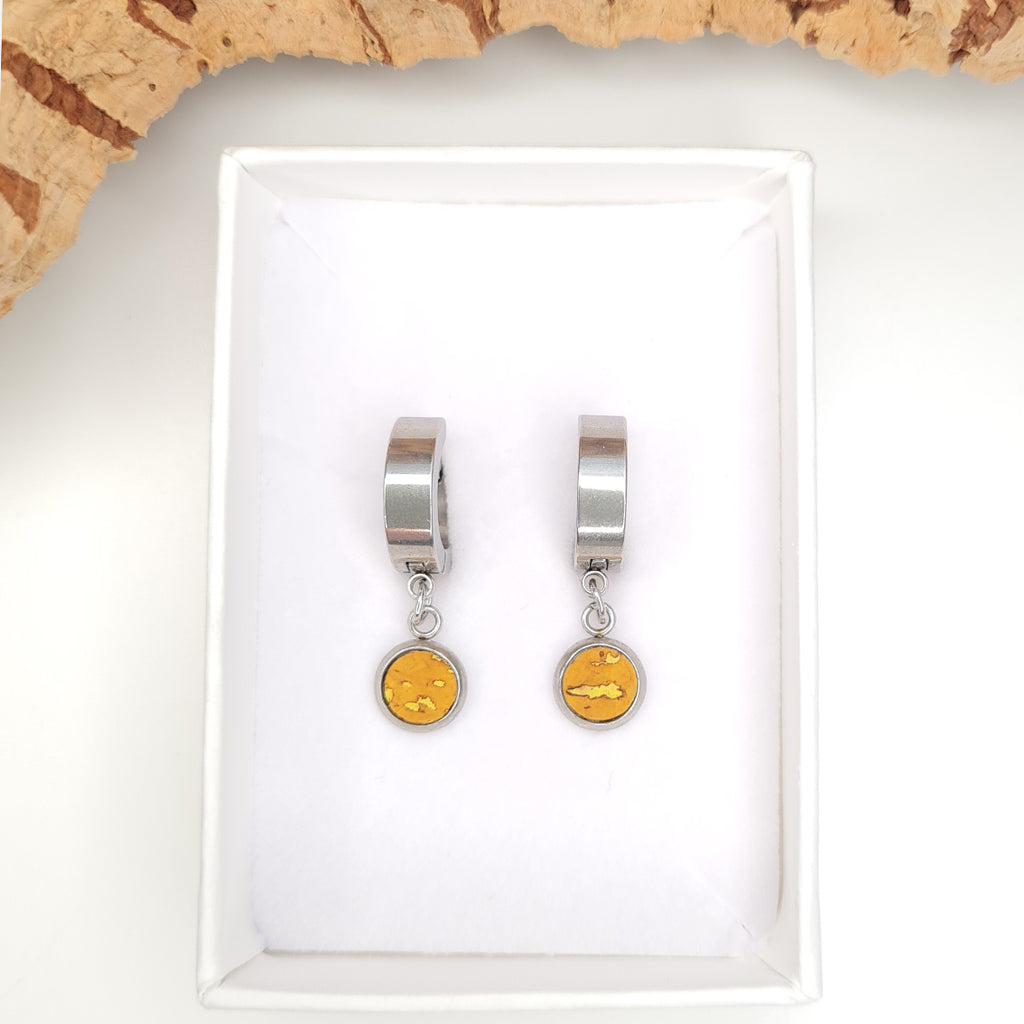 yellow earrings eco vegan cork