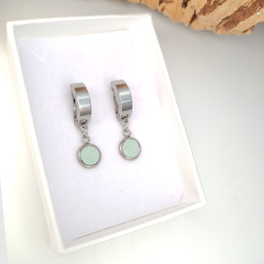 mint green earrings eco vegan cork