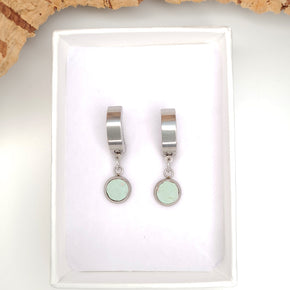 mint green earrings eco vegan cork