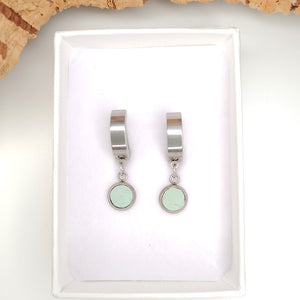 mint green earrings eco vegan cork
