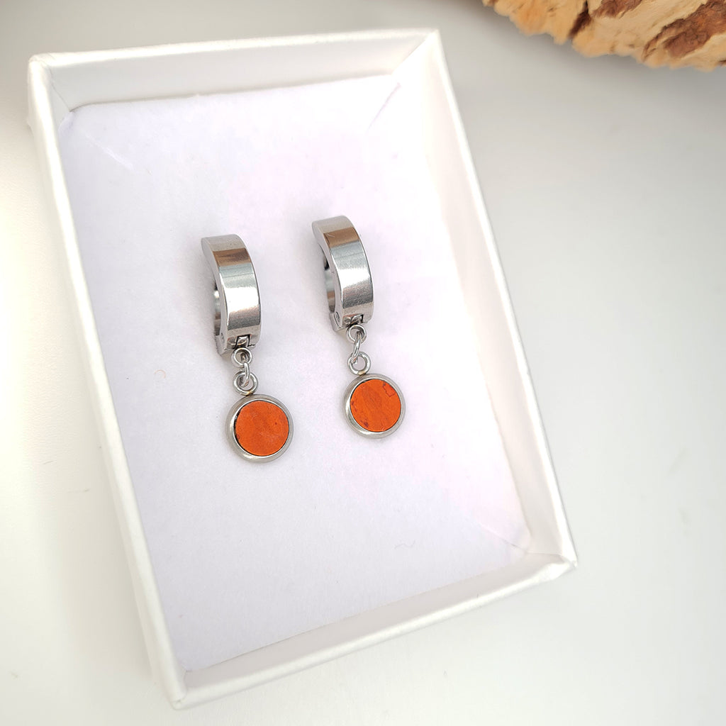 orange earrings eco vegan cork