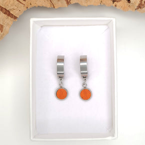 Fabrikk Atom Drop Earrings | Orange | Vegan Leather
