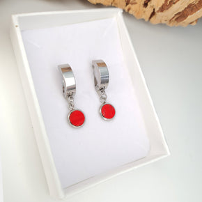 Fabrikk Atom Drop Earrings | Red | Vegan Leather