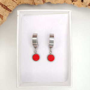 red earrings eco vegan cork