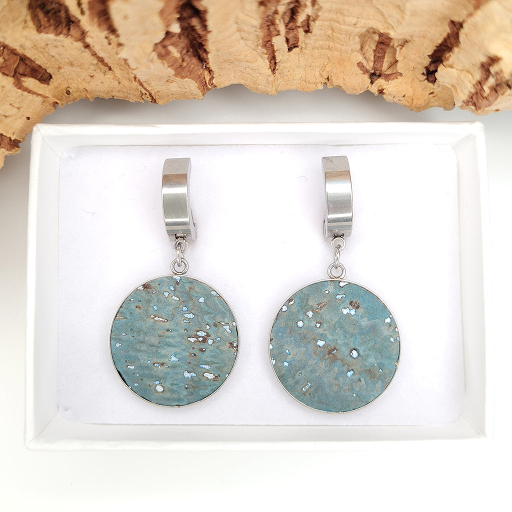 Fabrikk 1 Small Planet Earrings | Aqua Silver | Vegan Leather