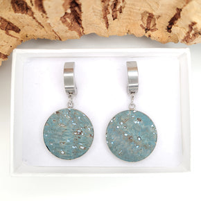 Fabrikk 1 Small Planet Earrings | Aqua Silver | Vegan Leather