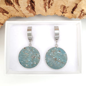 Fabrikk 1 Small Planet Earrings | Aqua Silver | Vegan Leather