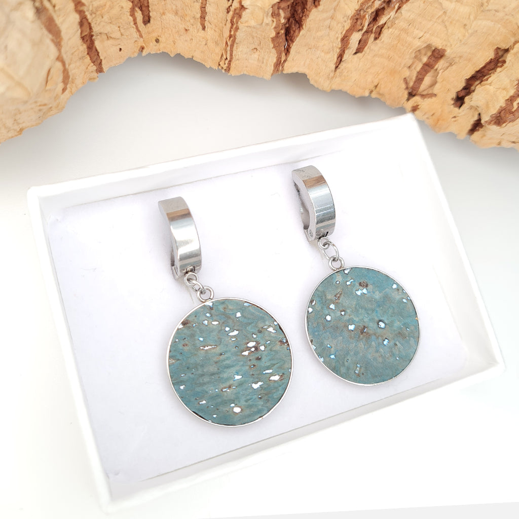 Fabrikk 1 Small Planet Earrings | Aqua Silver | Vegan Leather