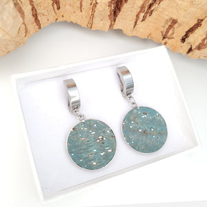 Fabrikk 1 Small Planet Earrings | Aqua Silver | Vegan Leather