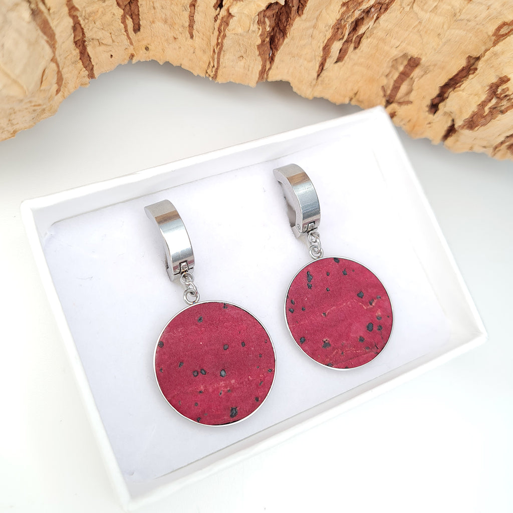 Fabrikk 1 Small Planet Earrings | Burgundy Love Cork | Vegan Leather