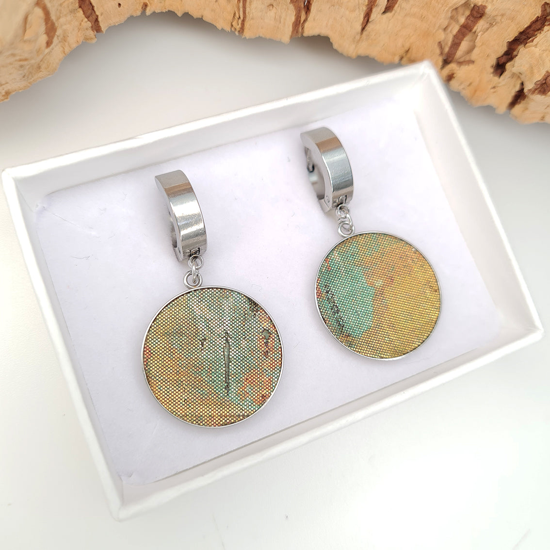 Fabrikk 1 Small Planet Earrings |  Green Oil Slick | Vegan Leather