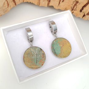 Fabrikk 1 Small Planet Earrings |  Green Oil Slick | Vegan Leather