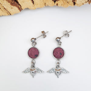 Fabrikk Fleeting Hearts Pendant Earrings | Eco Cork | Purple Music