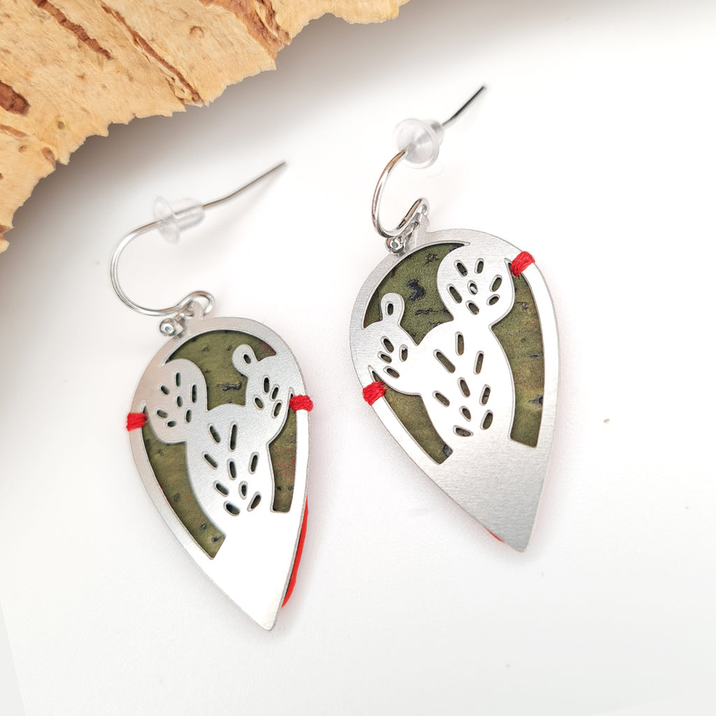 Fabrikk CACTUS Laser Cut Earrings | Army Green | Vegan Leather