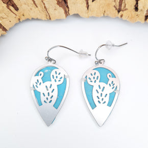 Fabrikk CACTUS Laser Cut Earrings | Bahama Blue | Vegan Leather
