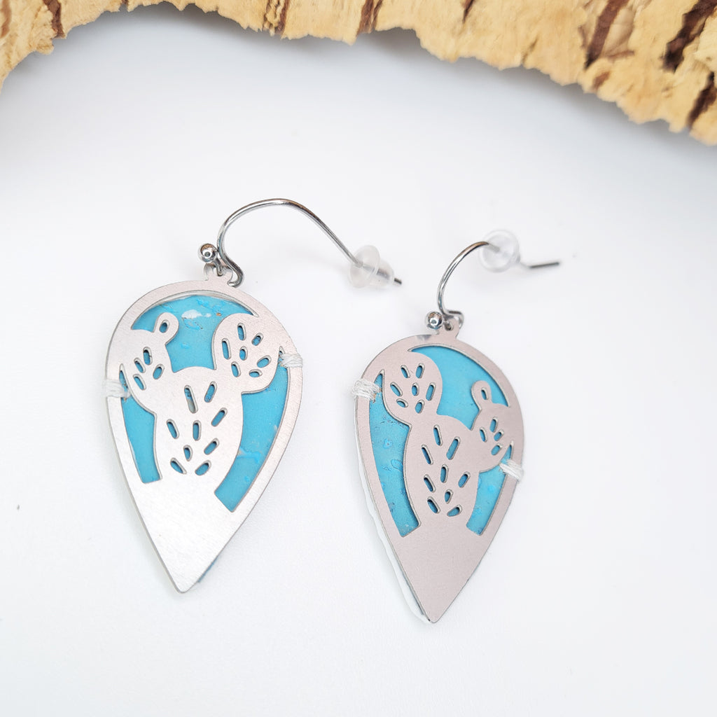 Fabrikk CACTUS Laser Cut Earrings | Bahama Blue | Vegan Leather