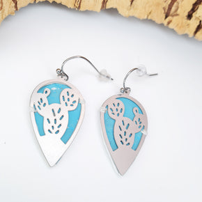Fabrikk CACTUS Laser Cut Earrings | Bahama Blue | Vegan Leather