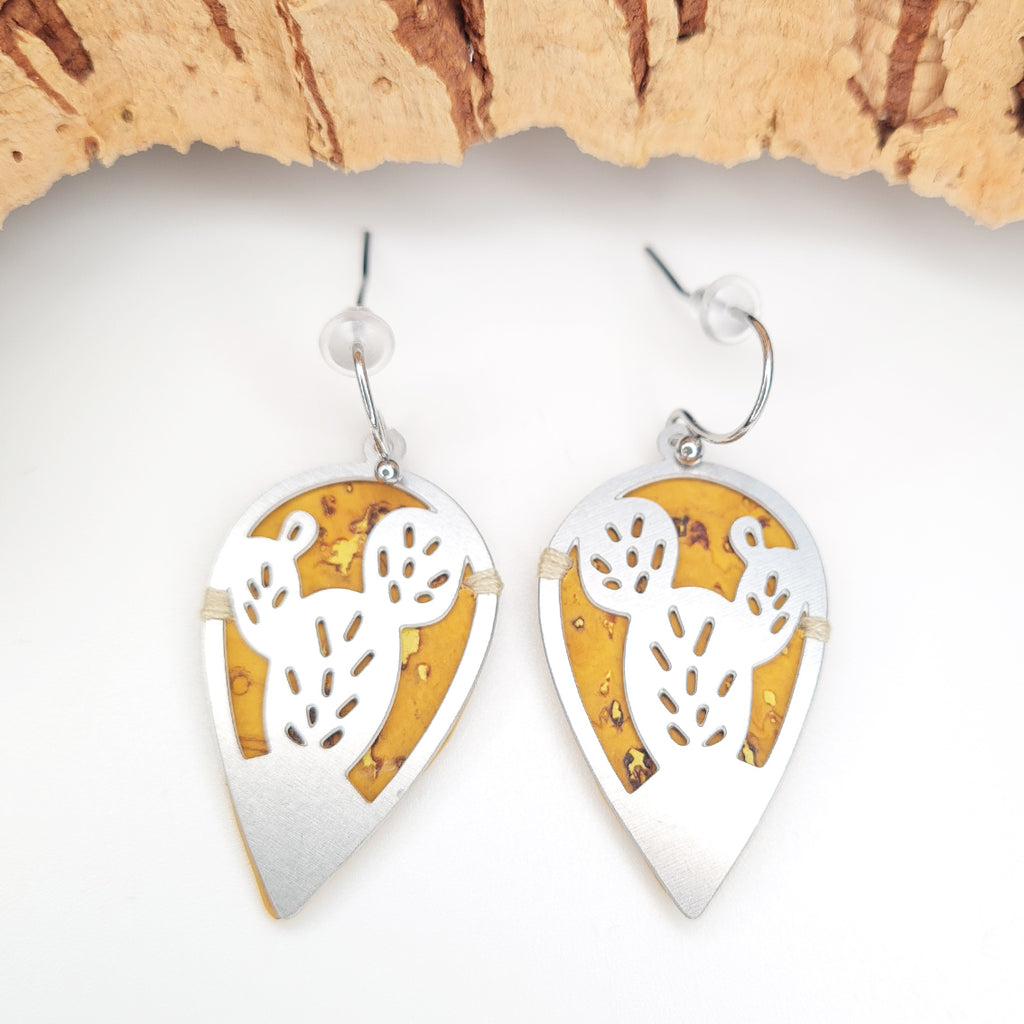 Fabrikk CACTUS Laser Cut Earrings | Mellow Mustard | Vegan Leather