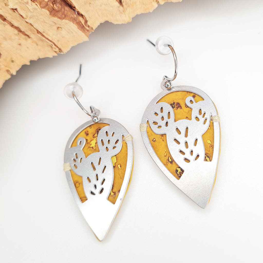Fabrikk CACTUS Laser Cut Earrings | Mellow Mustard | Vegan Leather