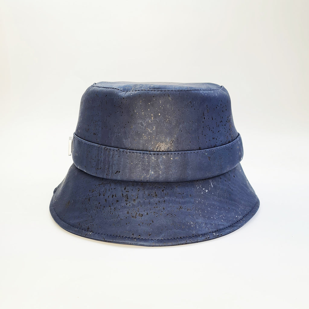 navy blue eco cork bucket hat
