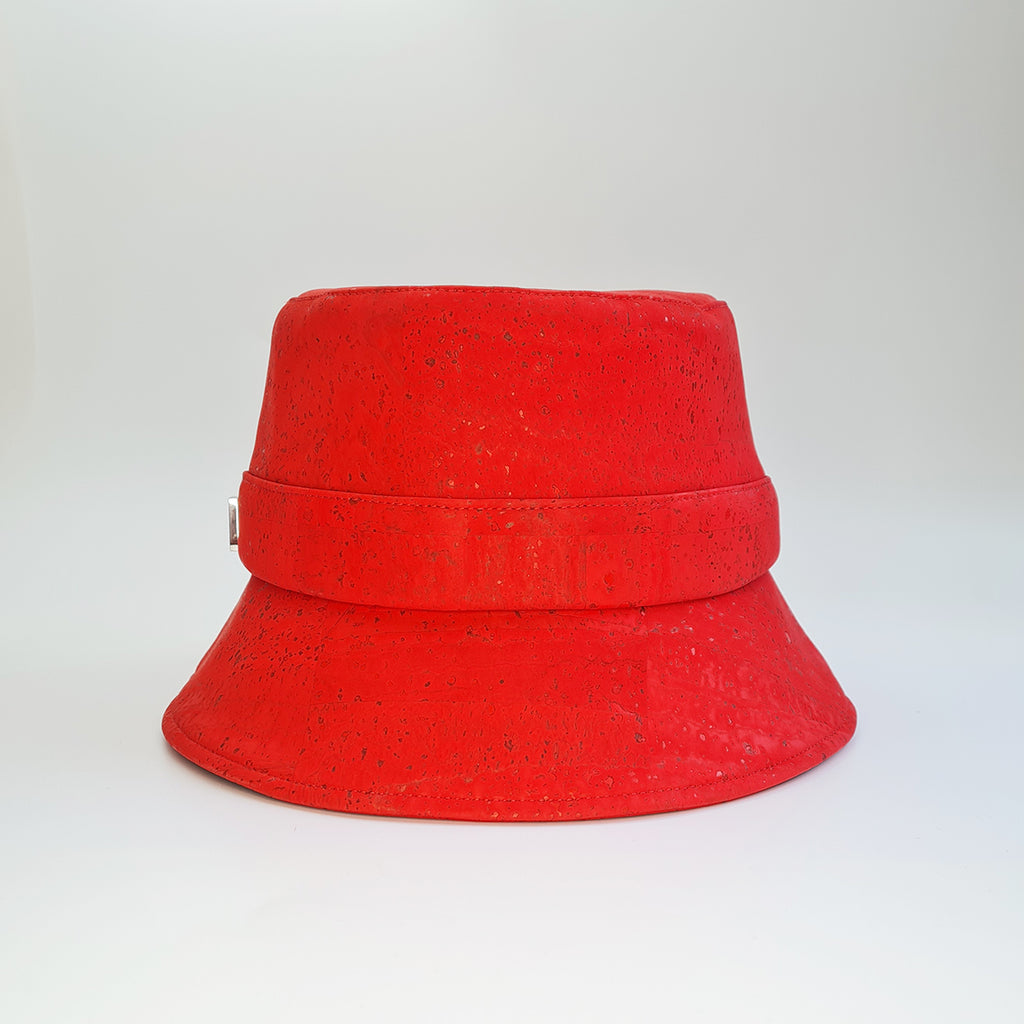 red bucket hat