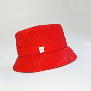 red eco cork vegan bucket hat