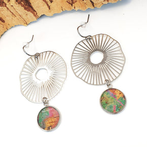 Fabrikk Split Atom Drop | Laser Cut Earrings | Cosmic Splash | Vegan Leather