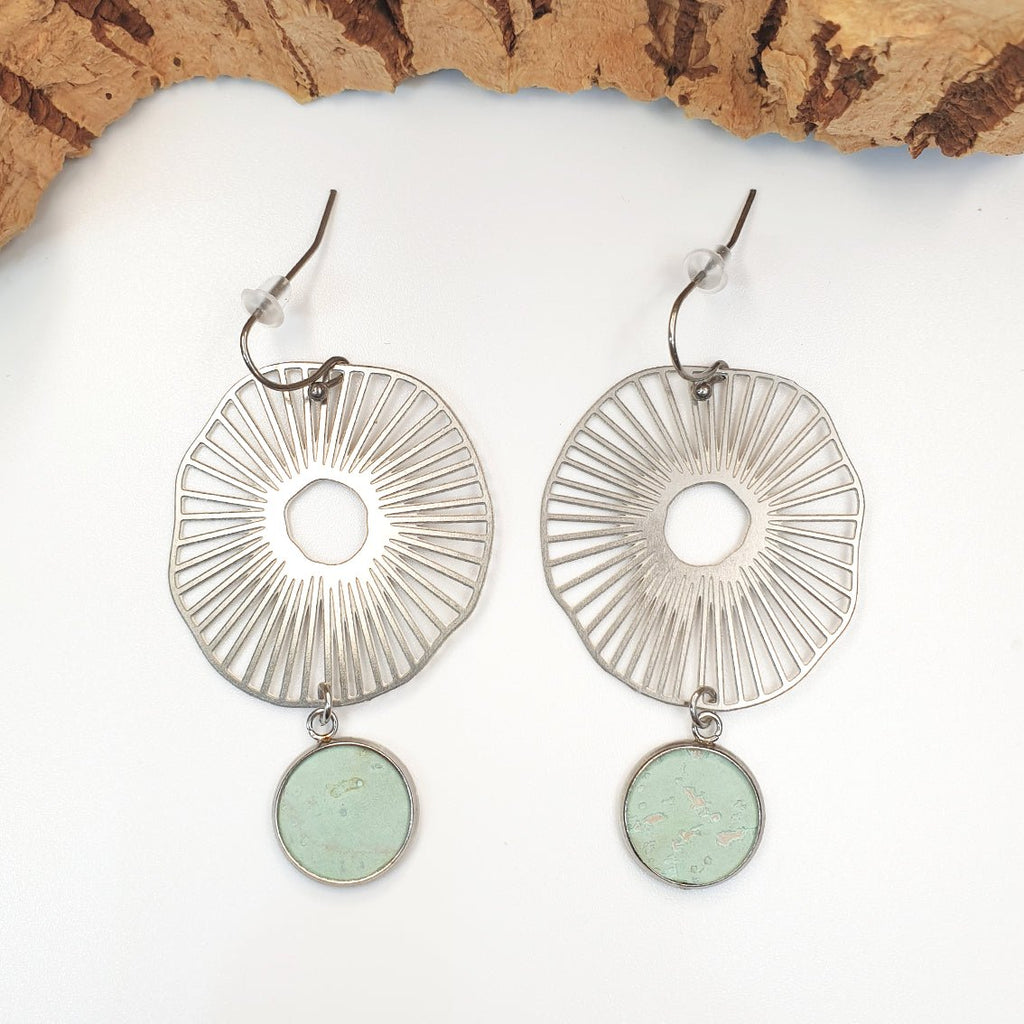 eco vegan cork laser cut earrings