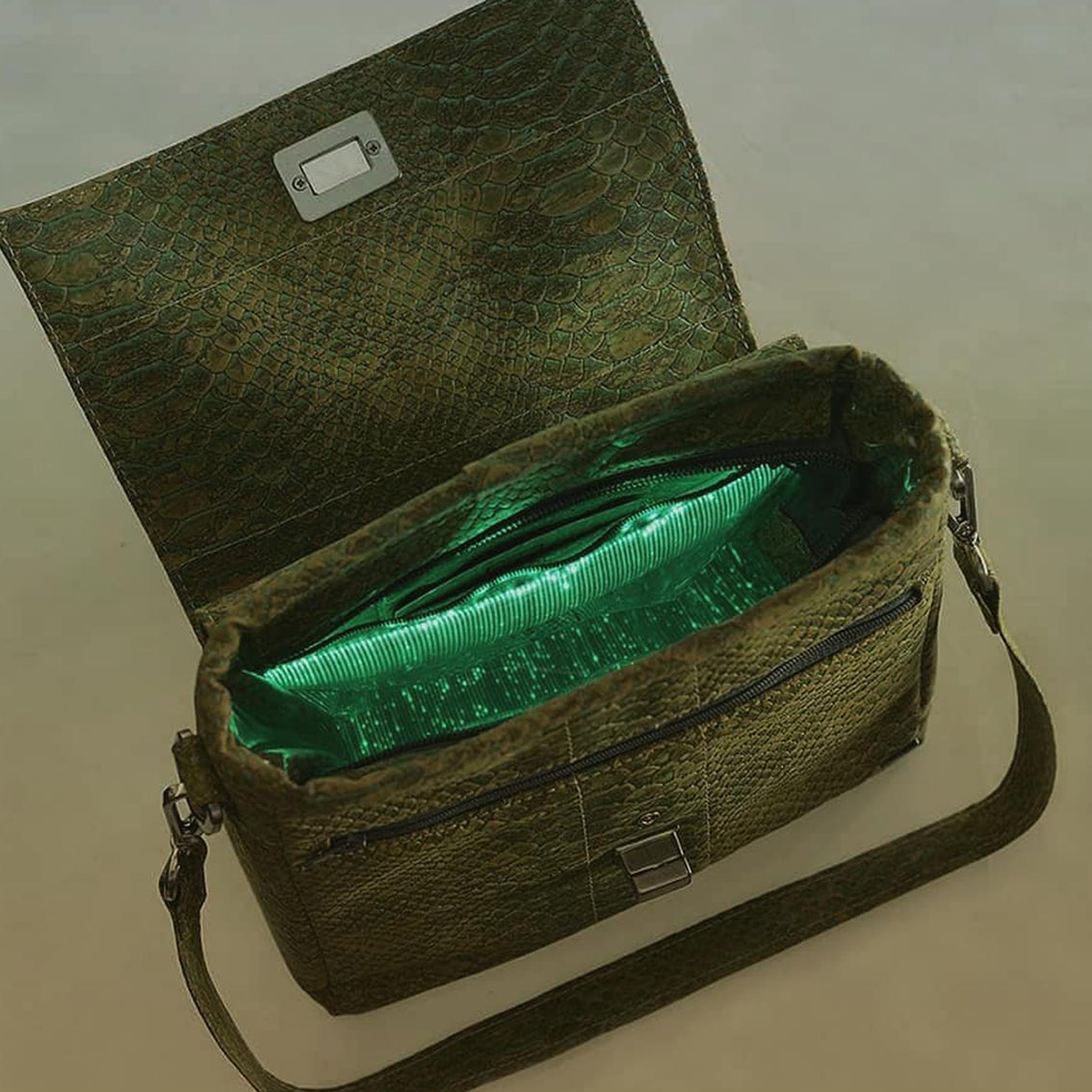 FABRIKK Vela LED Cork Handbag  | Orange | Vegan Leather
