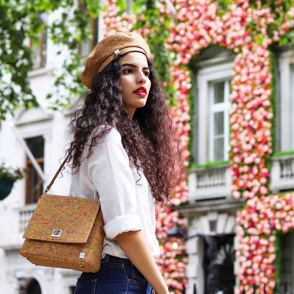 Fabrikk VELA LED Cork Handbag | Multicoloured Fleck | Vegan Leather