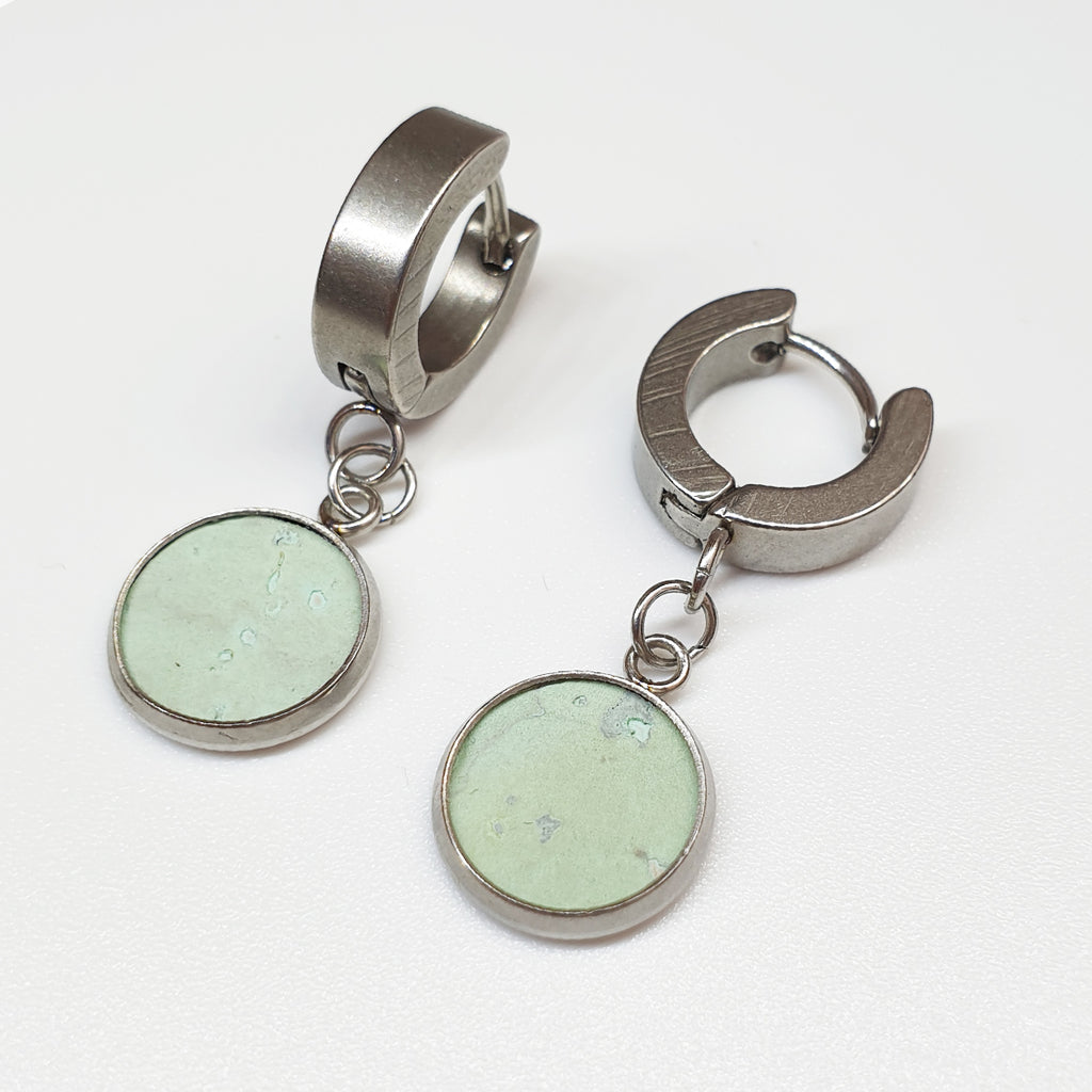 dangly earrings mint green eco cork