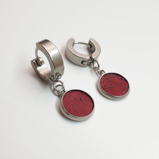 Fabrikk 1 Dwarf Planet Earrings | Burgundy Love Cork | Vegan Leather