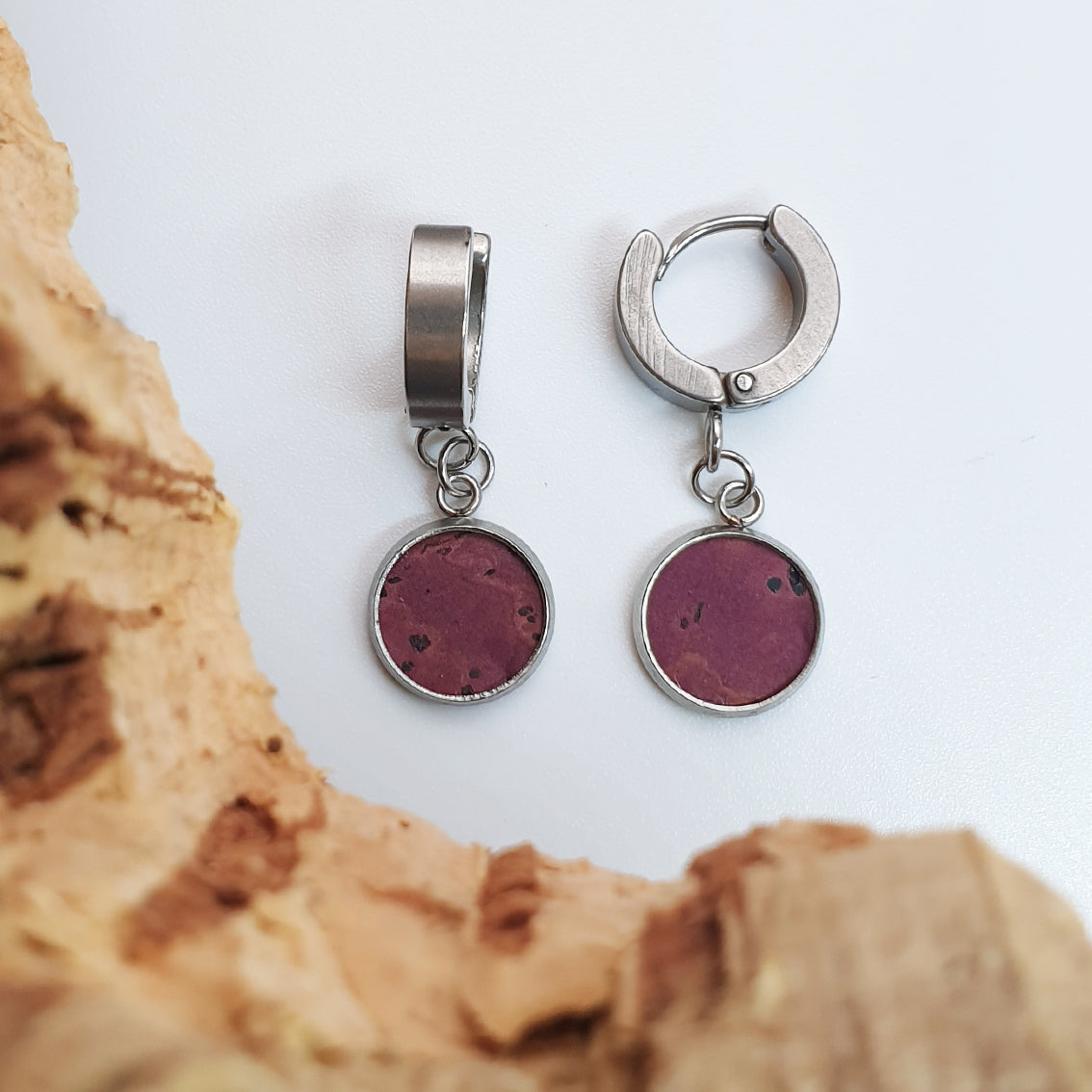 purple cork earrings