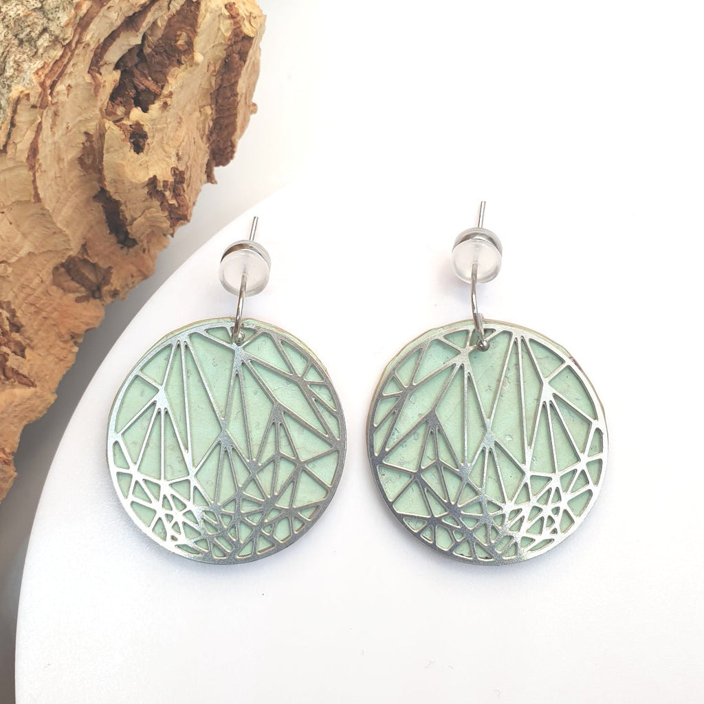 Fabrikk Stellar Laser Cut Earrings | Mint Green | Vegan Leather