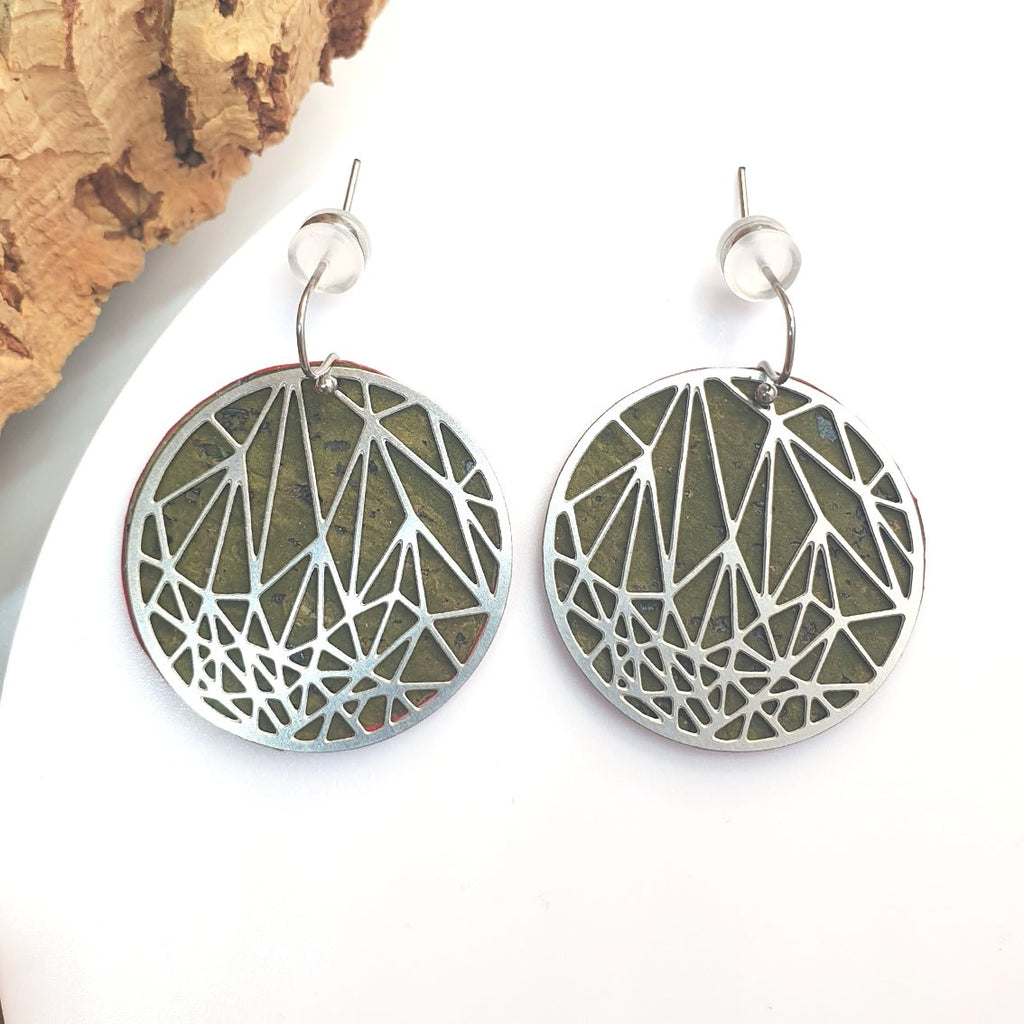 Fabrikk Stellar Laser Cut Earrings | Army Green | Vegan Leather