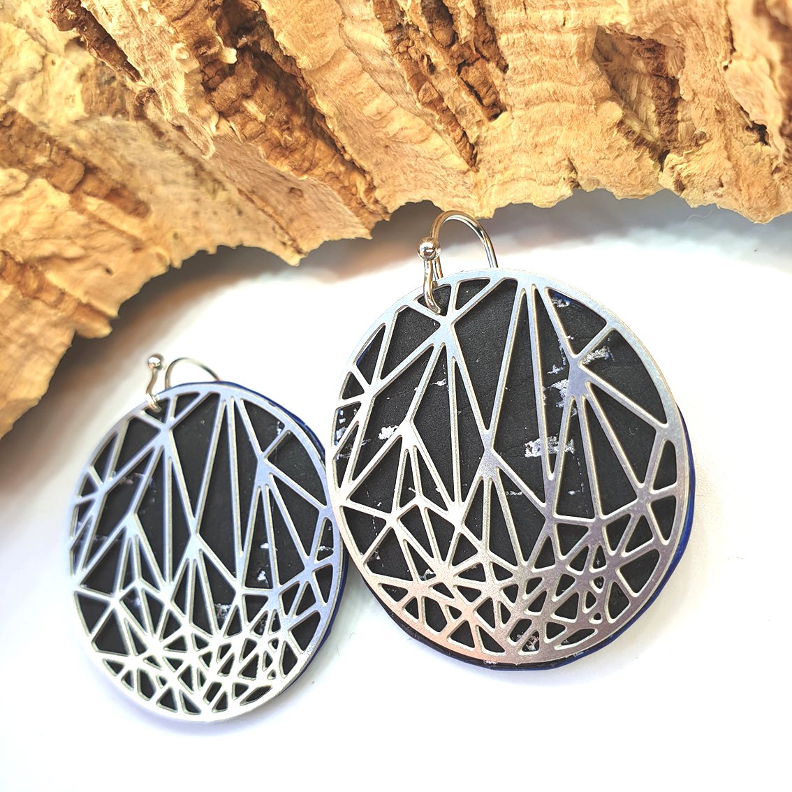 Fabrikk Stellar Laser Cut Earrings | Coal Black | Vegan Leather